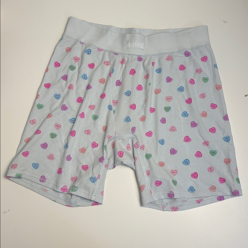 ⋆｡‧˚ʚ🍭ɞ˚‧｡⋆ SKIMS Soft lounge Rib Boxer |  ☁ Candy Hearts Print | XL| NWT - Picture 3 of 5